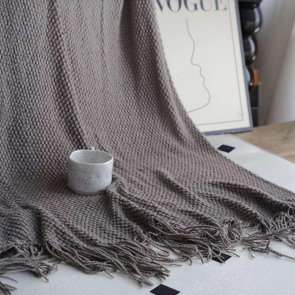 SOGA 2X 127x170cm Star Grey Blanket – Gradient Tassel Throw