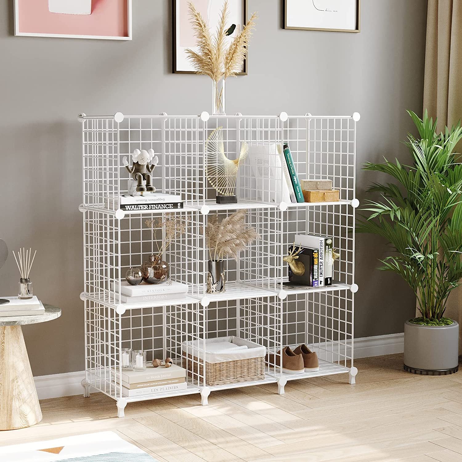 White Portable 9-Cube 3 Column Storage Organiser