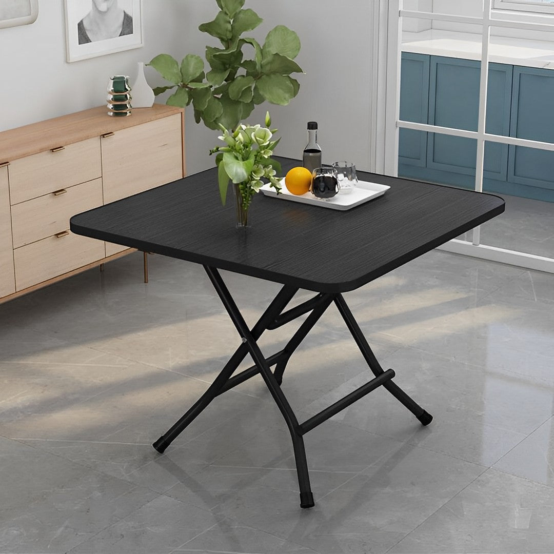 SOGA Black Square  Dining Table Portable with Lacquered Legs