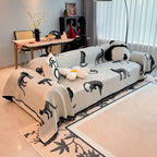 SOGA Three-seater White Sofa Cover Leopard Print 180x340cm Polyester
