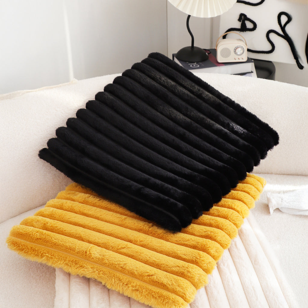 SOGA 2X 45cm Black Corduroy Leaning Plush Backrest Throw Seat Pillow