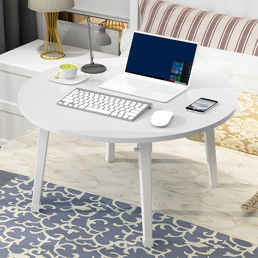 White Portable Round Floor Table