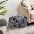 55x30cm Black Squared Soft Pouffe Seat Cushion Elegant Home