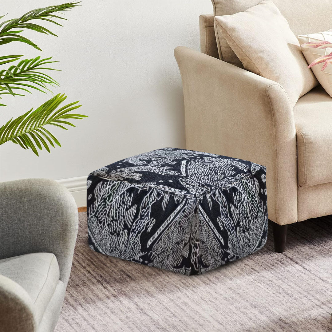 55x30cm Black Squared Soft Pouffe Seat Cushion Elegant Home