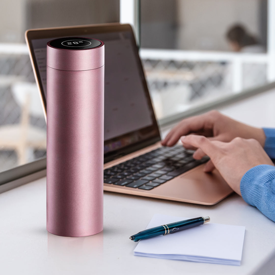 500ML Smart Thermometer Bottle Vacuum Flask  Rose Gold