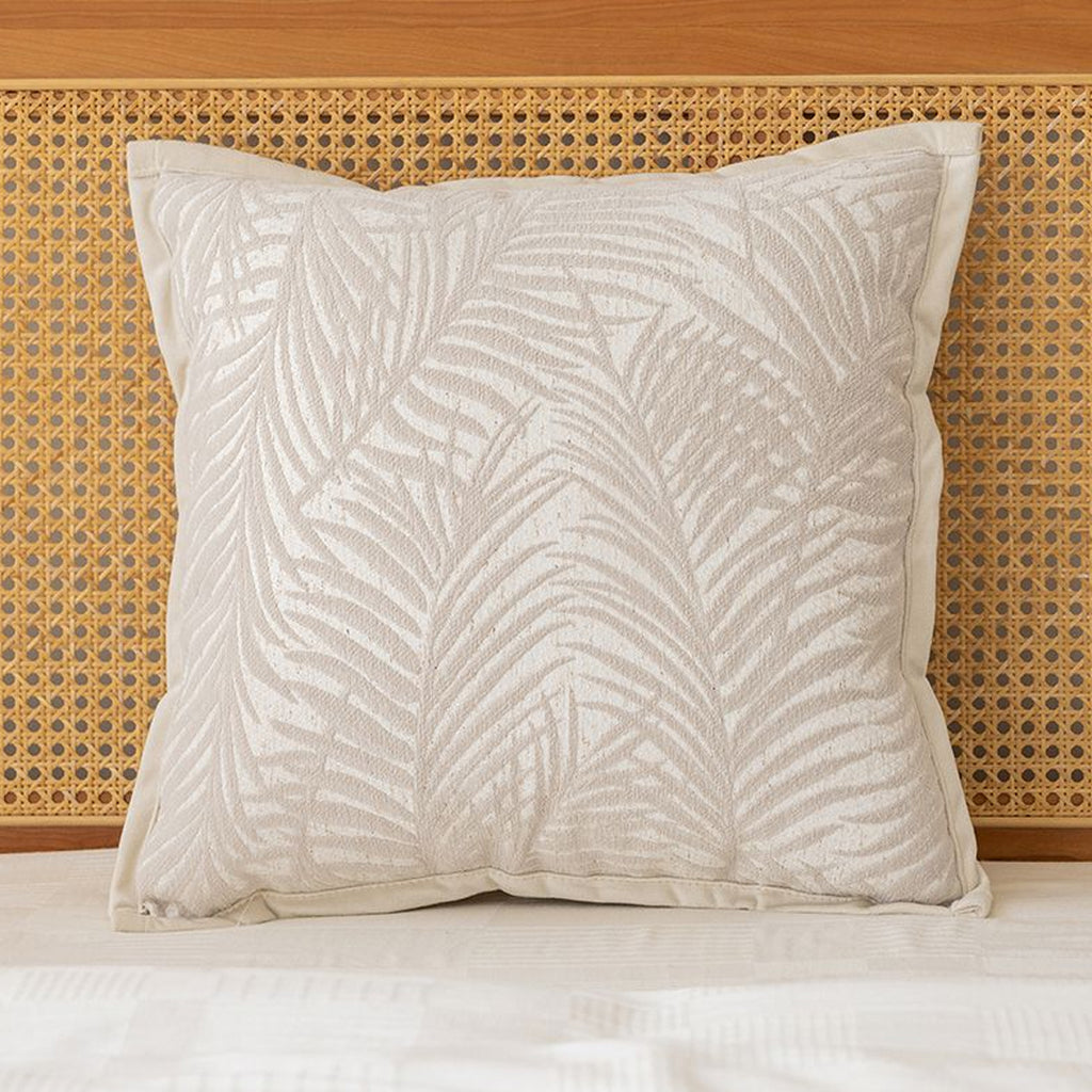 SOGA 45cm Elegant Palm Leaf Texture & Jacquard Square Throw Pillow