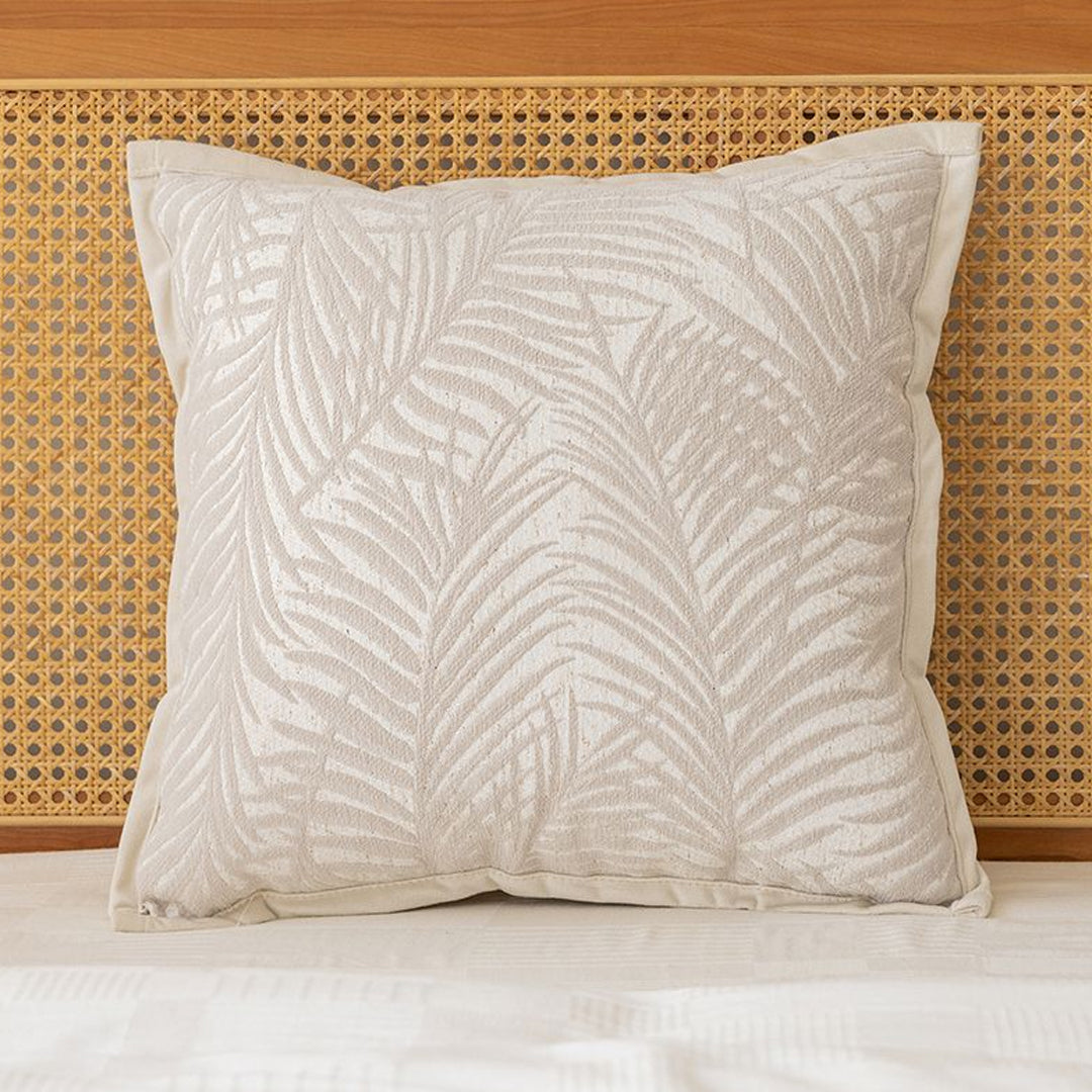 SOGA 45cm Elegant Palm Leaf Texture & Jacquard Square Throw Pillow
