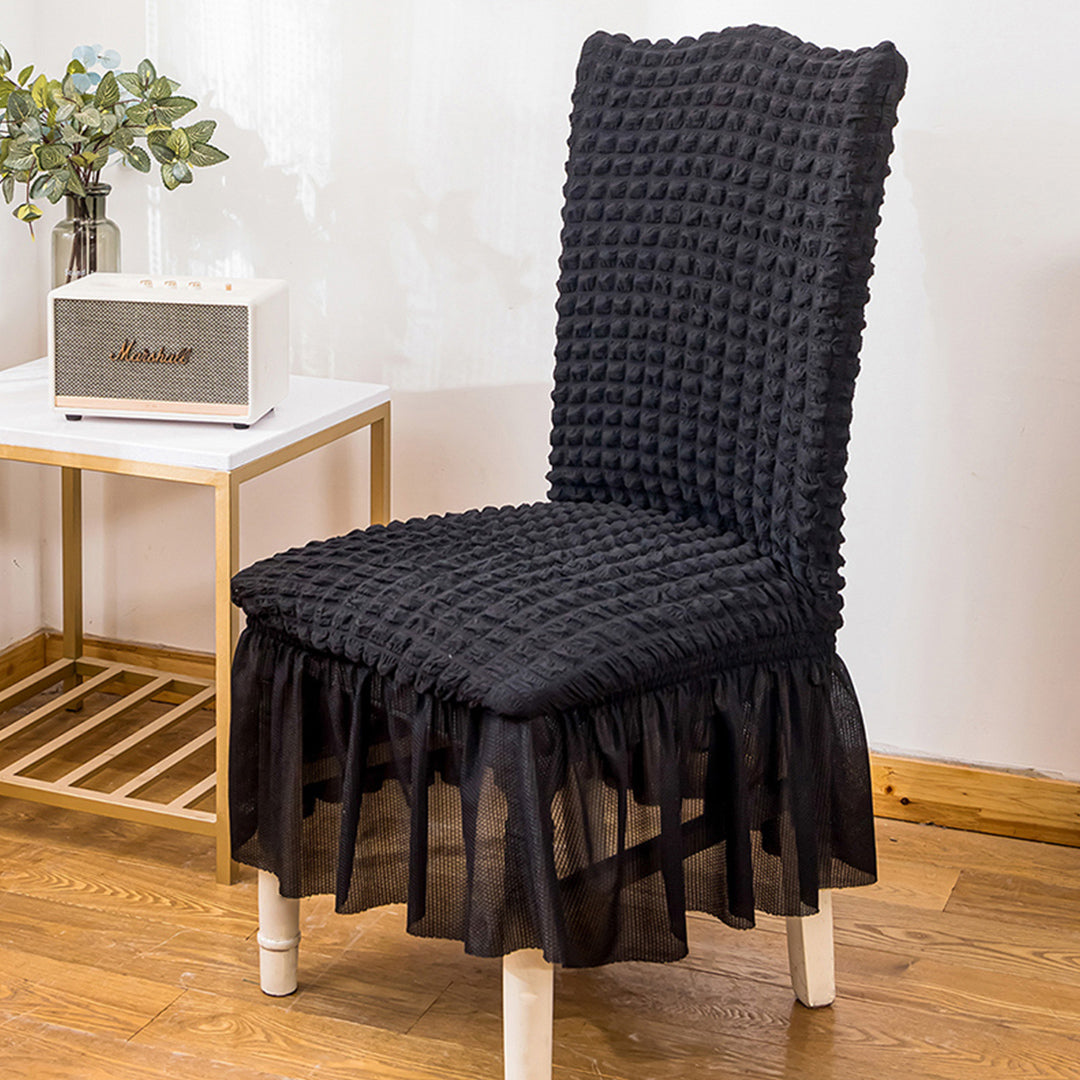 Black Chair Cover Seat Protector with Ruffle Skirt