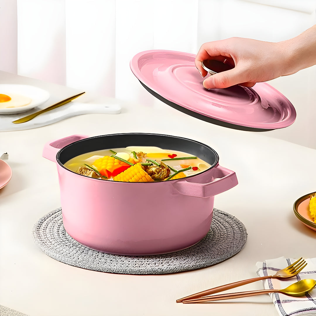 Cast Iron Porcelain Casserole 2.7L Pink 22cm