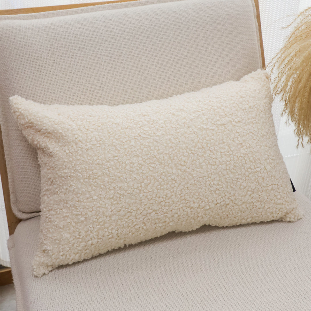 SOGA 30cm Cream Boucle Textured Fluffy Decorative Throw Pillow