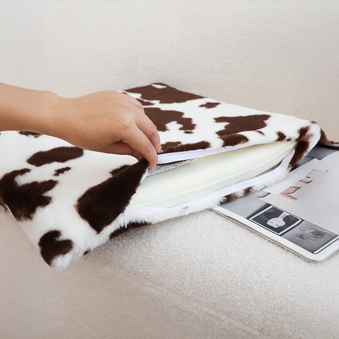 SOGA 2X 45cm Coffee Cowhide Soft Leaning Plush Backrest  Seat Pillow
