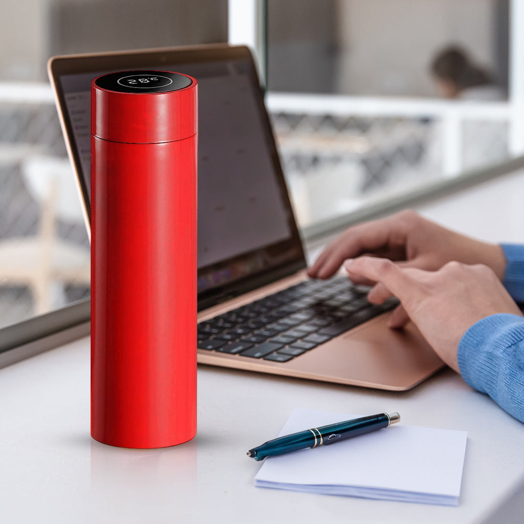 500ML Smart Thermometer Bottle Vacuum Flask  Red
