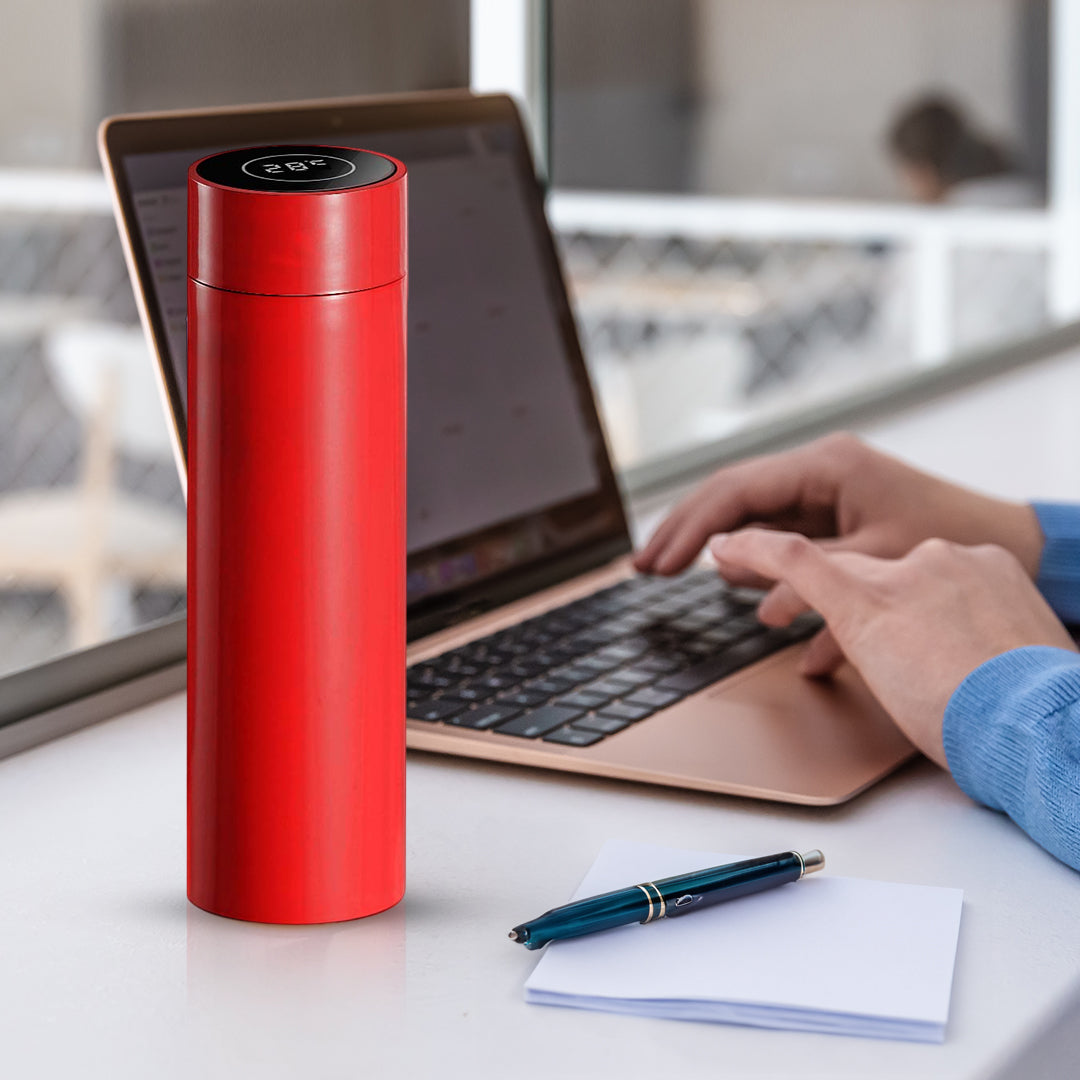 500ML Smart Thermometer Bottle Vacuum Flask  Red