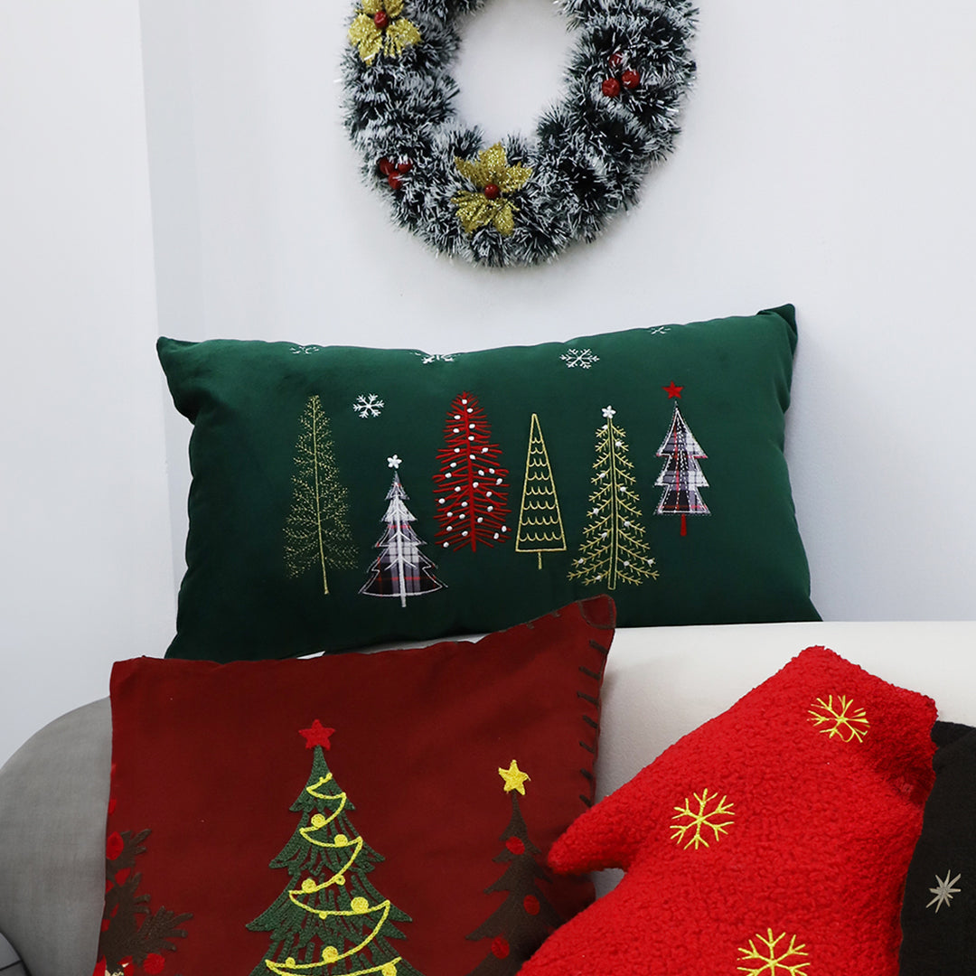 30cm Throw Pillow Dark Green Christmas Forest