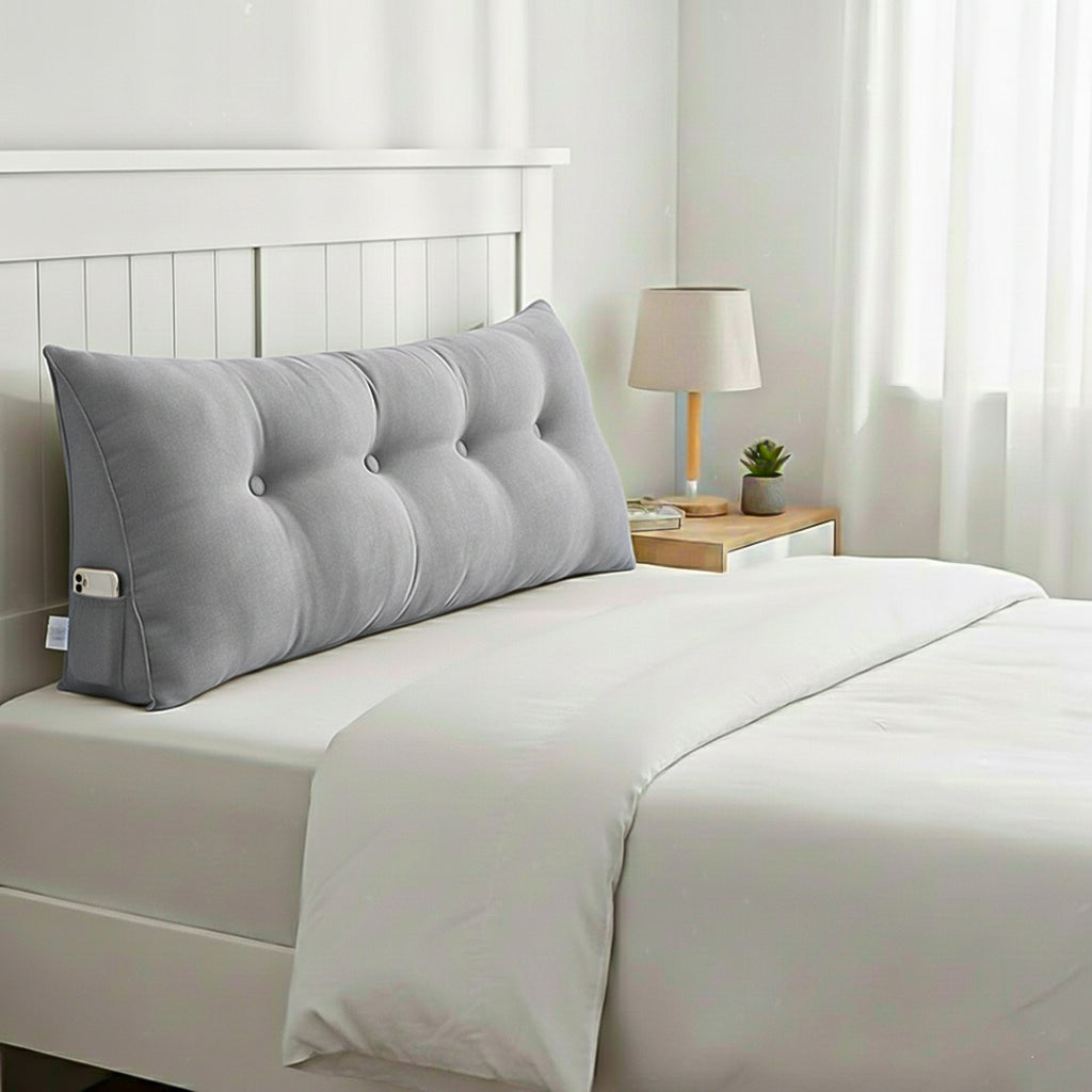 SOGA 120cm Silver Wedge Bed Cushion