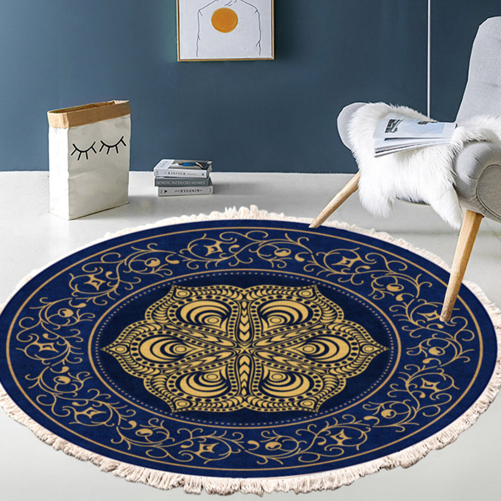 SOGA 90cm Area Rug Turquoise and Grey Abstract Art Painting Teal Anti-slip Doormat Home Decor