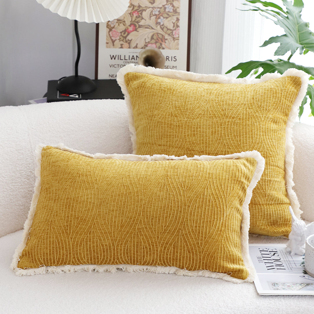 35cm Throw Pillow Turmeric Yellow Aesthetic Chenille Texture