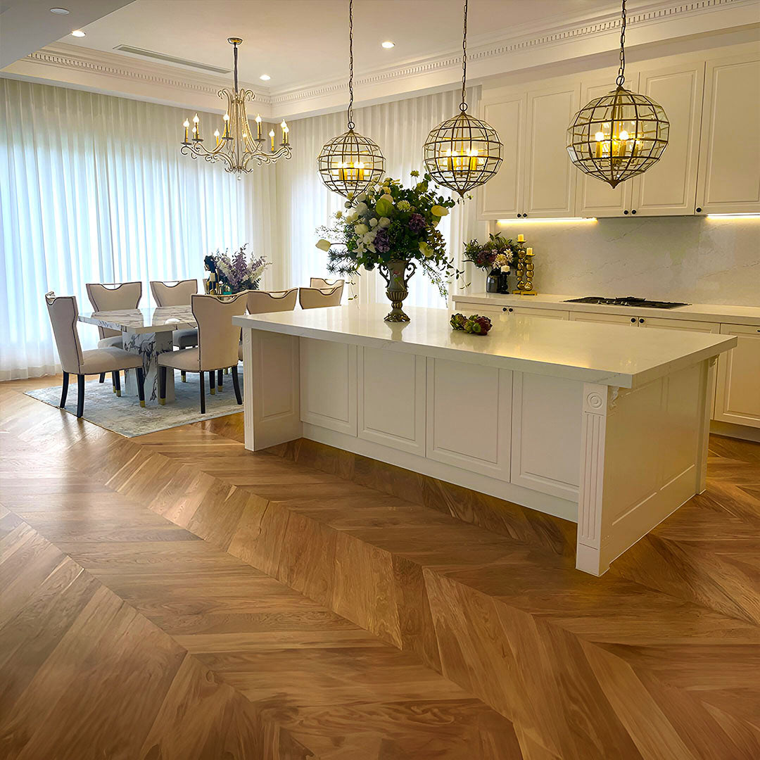 Timbo Solid Oak Chevron Parquet Timber Flooring Premium Quality Floorboards -BOX