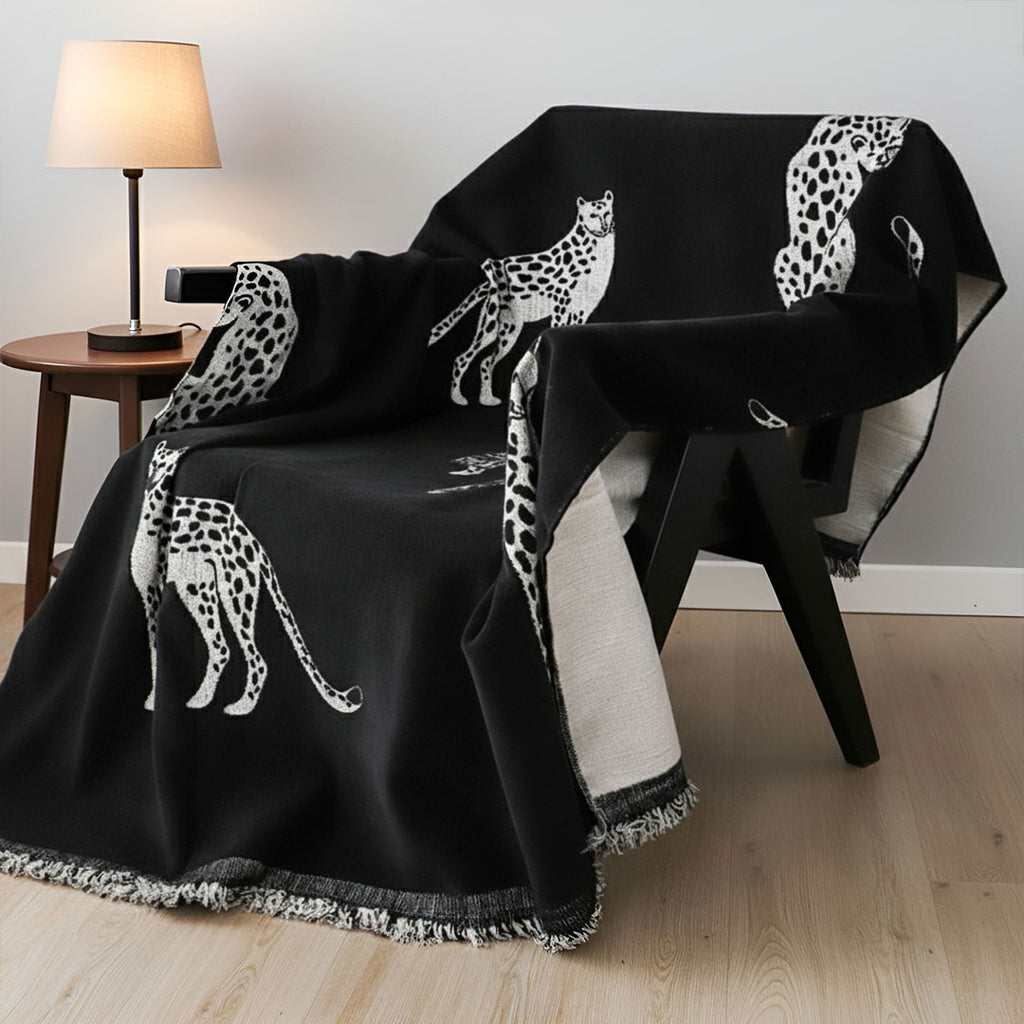 SOGA One-seater Black Sofa Cover Leopard Print 130x180cm Polyester