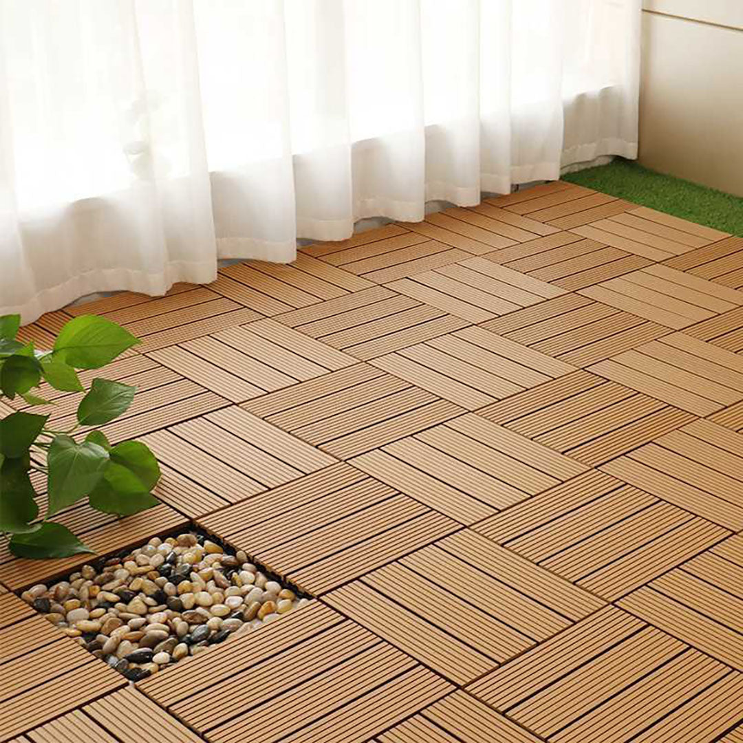 Coffee DIY Wooden Composite Decking Tiles  Set of 11