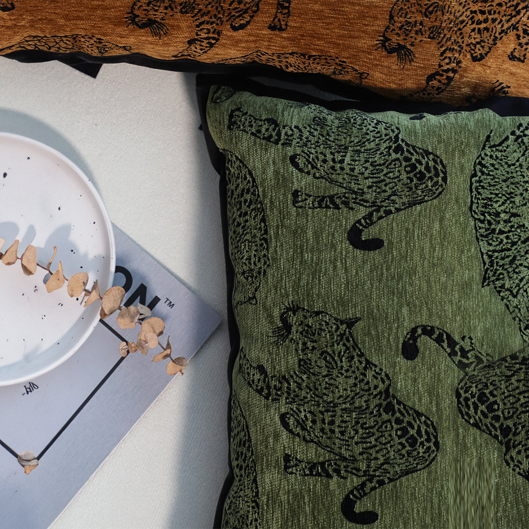 30cm Throw Pillow Green Leopard