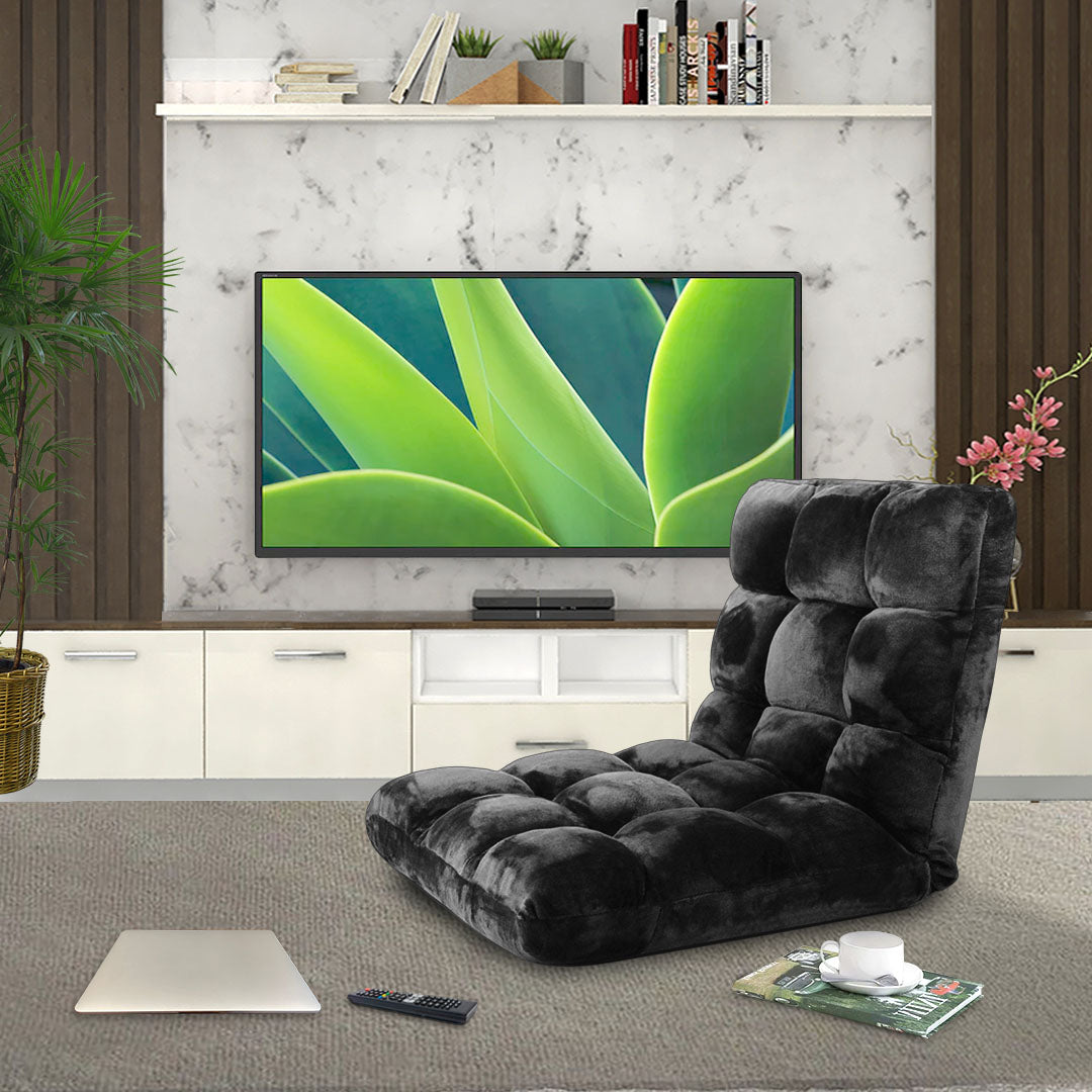 Floor Recliner Folding Lounge Black
