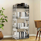 38x24x90cm Clear 4 Tier Bookshelf & Cosmetic Storage Organizer Trolley Rack