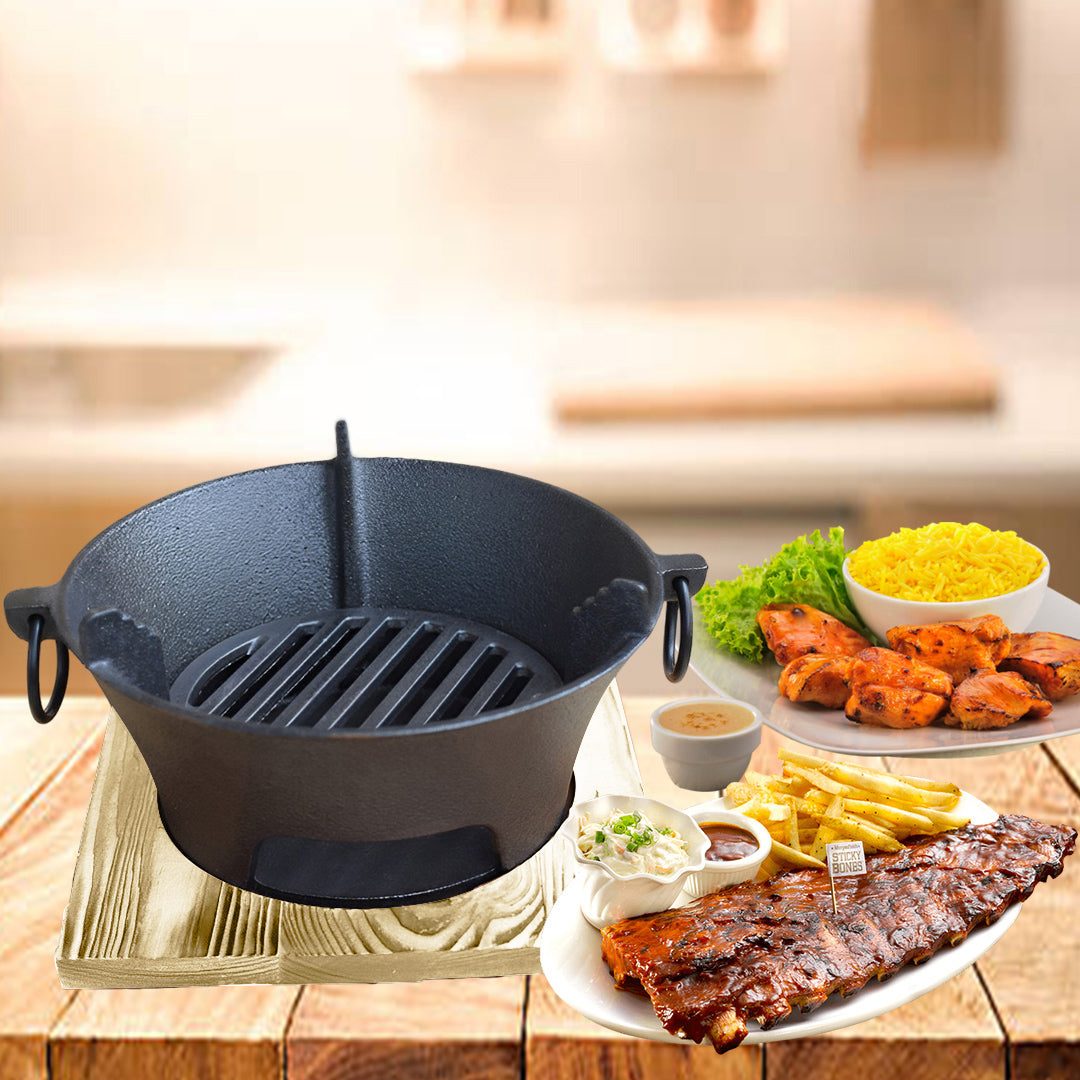 Large Cast Iron Round Stove Charcoal Table Net Grill