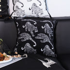 45cm Throw Pillow Black Leopard
