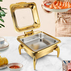 Gold Plated Square Chafing Dish with Top Lid