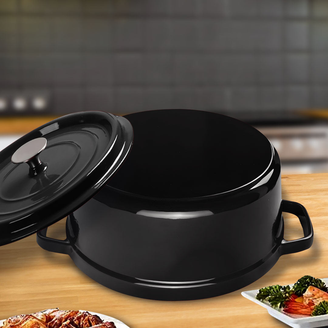 Cast Iron Porcelain Casserole 5L Black 24cm