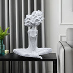 SOGA 59cm White Resin Sculpture Abstract Yoga Girl Design for Home Décor
