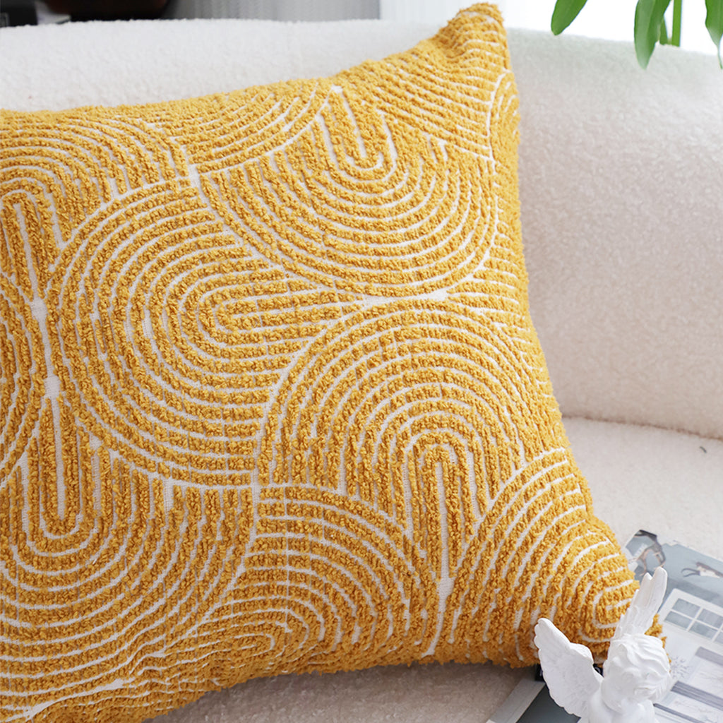 50cm Mustard Yellow Throw Pillow Geometric Indoor and Outdoor Corded