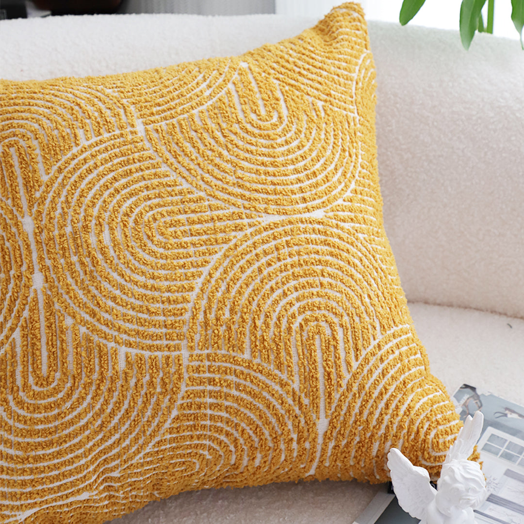 50cm Mustard Yellow Throw Pillow Geometric Indoor and Outdoor Corded