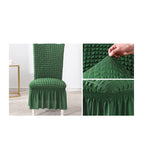 Dark Green Chair Cover Seat Protector with Ruffle Skirt