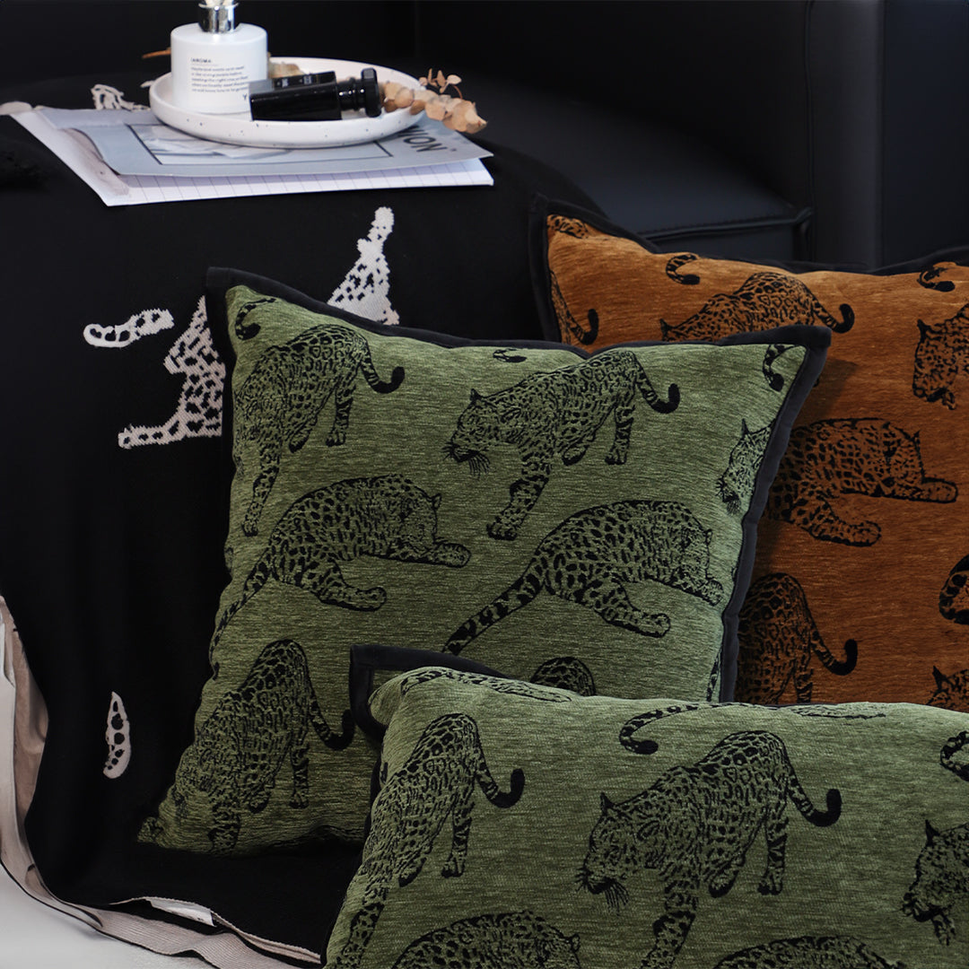 40cm Throw Pillow Green Leopard