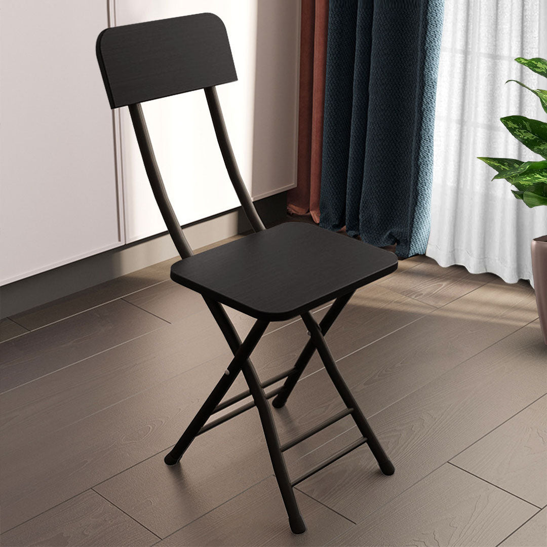 SOGA Black Foldable Chair Space Saving Seat Set of 2