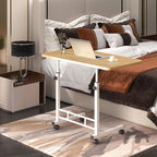 SOGA 40x80cm Walnut Bedside Table Movable Bedroom Desk Student Computer Table