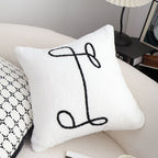 SOGA 45cm Minimalist White Script Letter Embroidered Throw Pillow