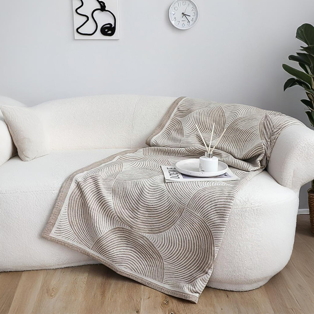SOGA Beige Geometric Swirl Throw Blanket 130x180cm Polyester