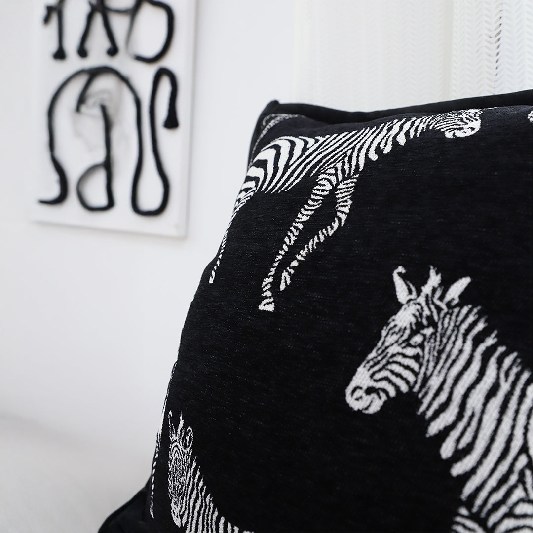 SOGA 50cm Throw Pillow  Black Light Luxury Zebra Square Pillow for Home Decor