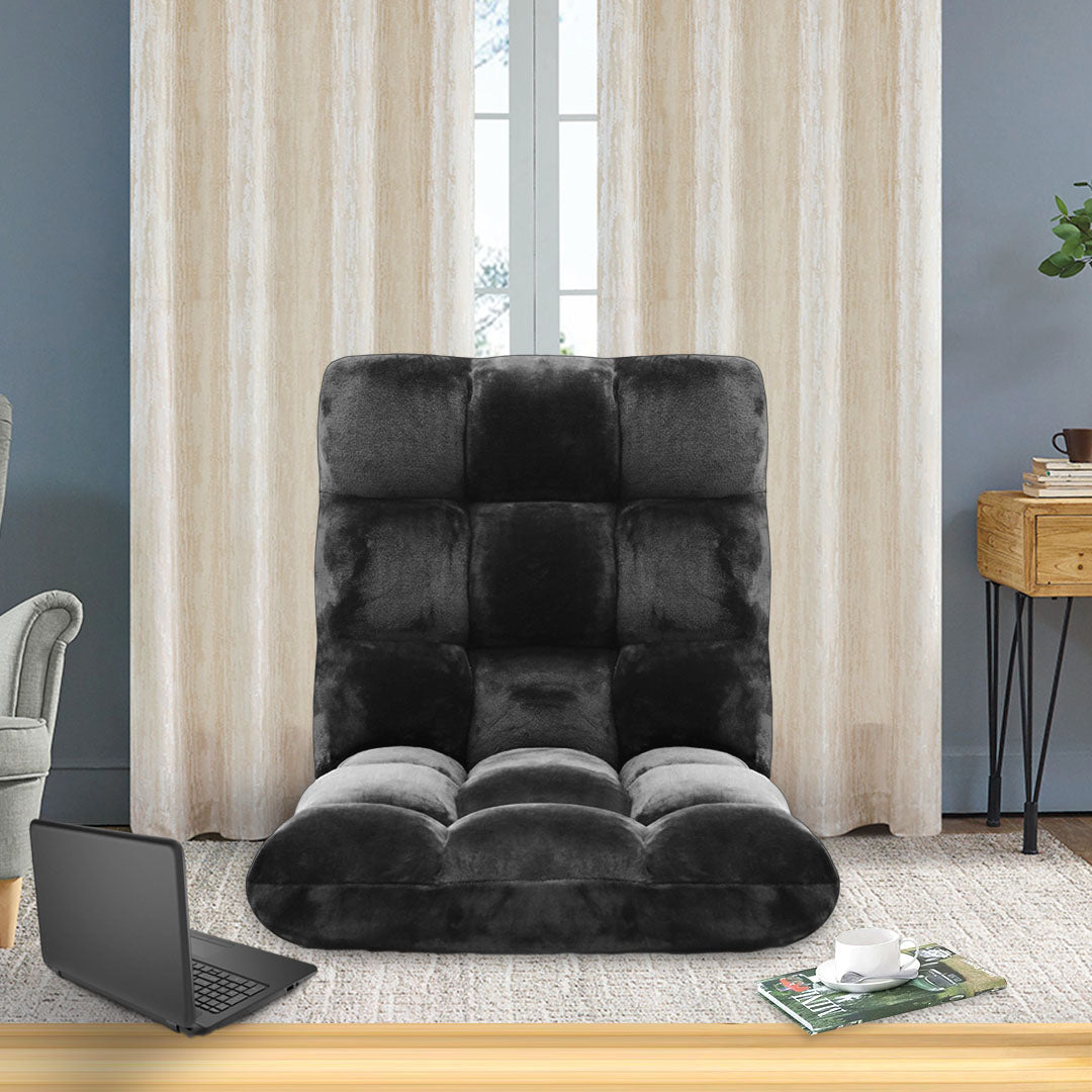 Floor Recliner Folding Lounge Black