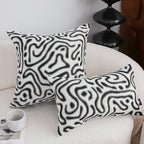 SOGA 50cm Black White Abstract Swirl Pattern Decorative Throw Pillow