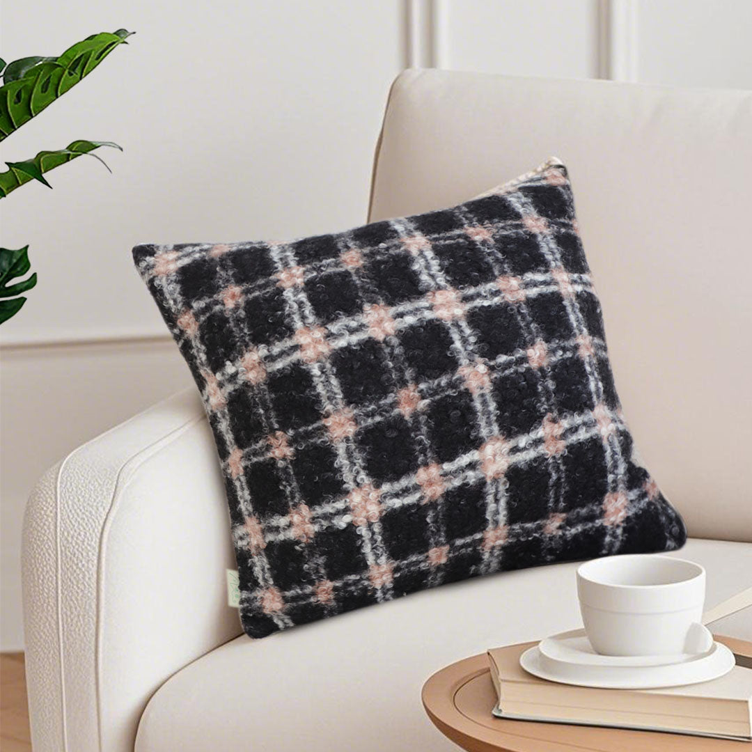 SOGA 2X 50cm Modern Plaid Pattern Blush Pink Gray Throw Pillow