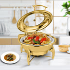 Gold Plated Round Chafing Dish with Top Lid