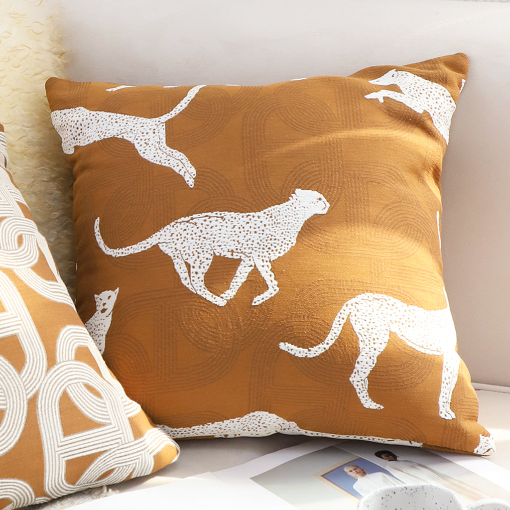 SOGA 50cm Throw Pillow Brown and White Cheetah Animal Print