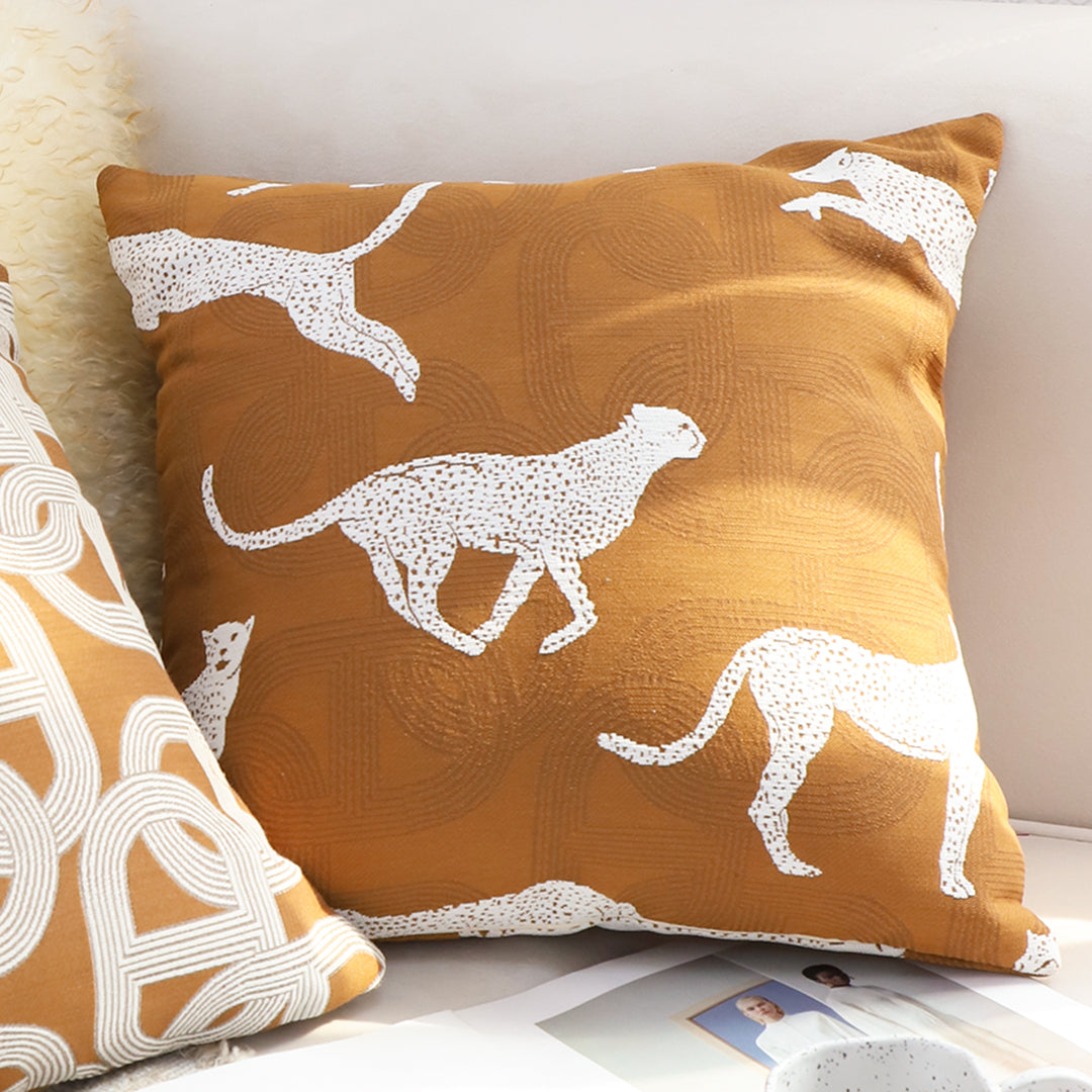 SOGA 50cm Throw Pillow Brown and White Cheetah Animal Print