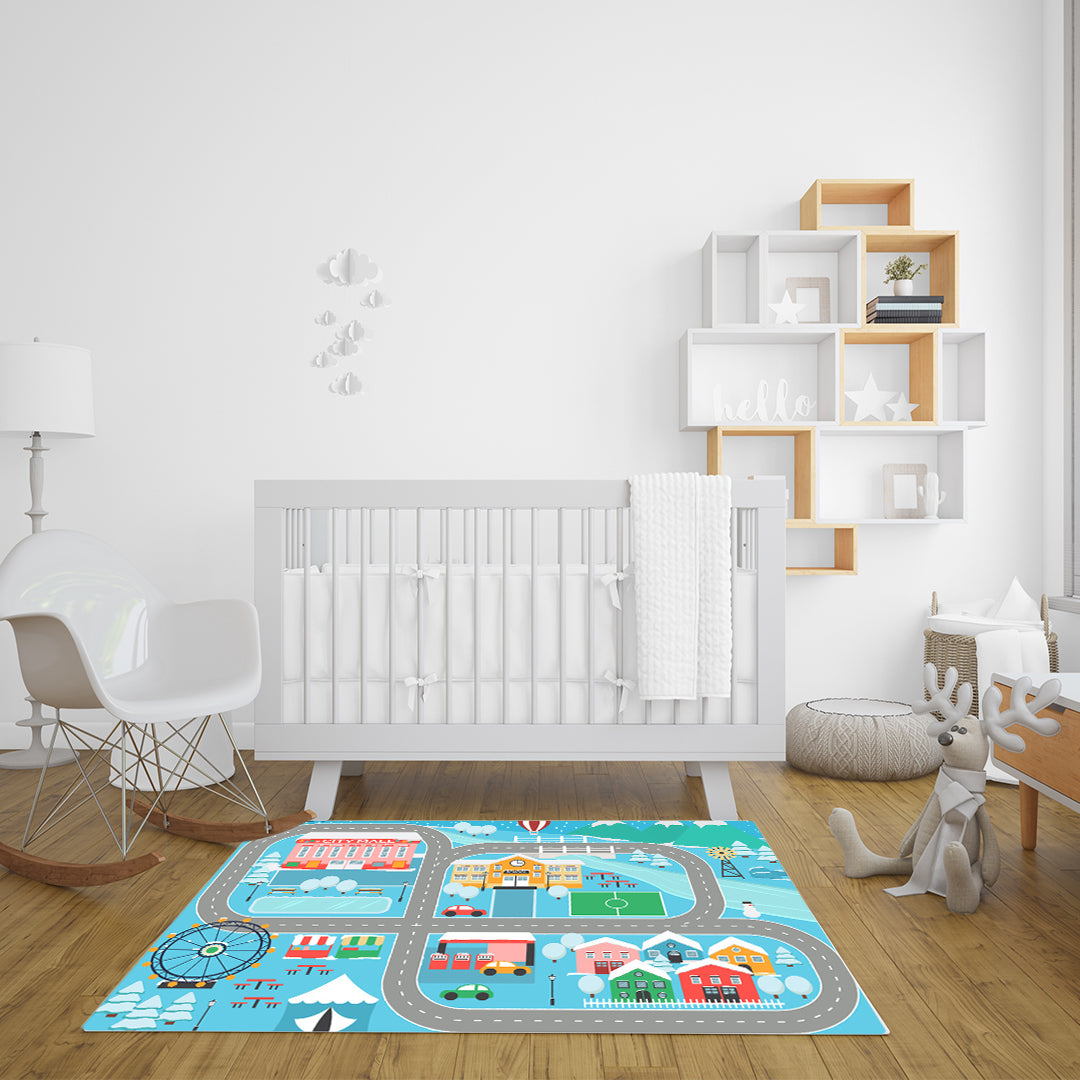 SOGA 120cm Kids Rug Street Map Play Mat Educational Baby Theme Park Area Rugs