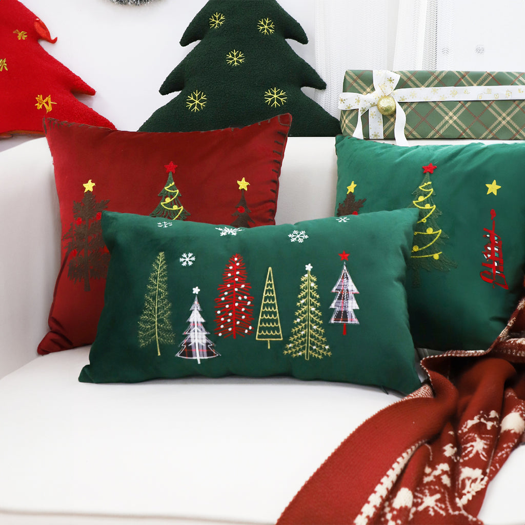 30cm Throw Pillow Dark Green Christmas Forest
