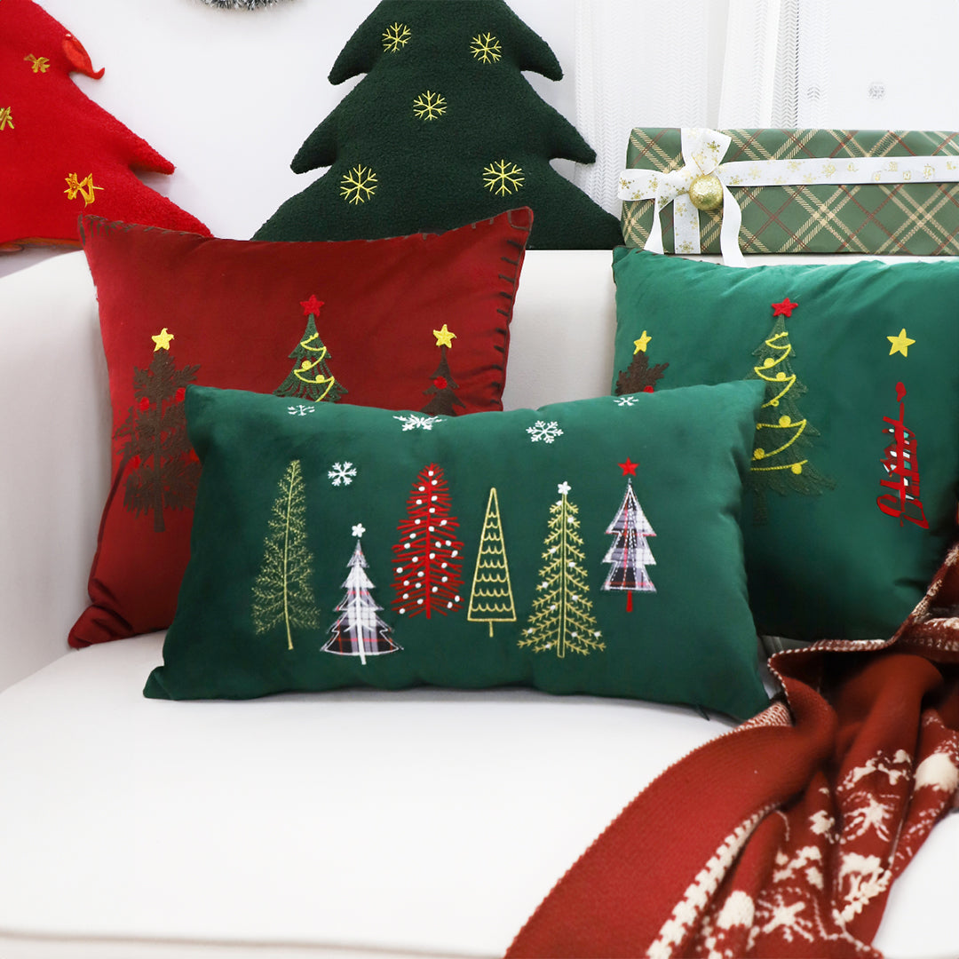 30cm Throw Pillow Dark Green Christmas Forest